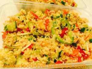 Tuna salad with burgul soaked in lemon and lime juice and chilli