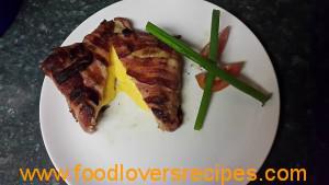 Bacon wrapped cheese sandwich