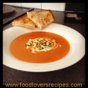Tomato bisque with grilled cheese.