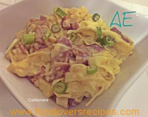 Home made pasta with Carbonara Sauce